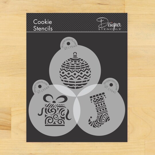 Modern Christmas Cookie Stencil Set | C954 by Designer Stencils | Cookie Decorating Tools |